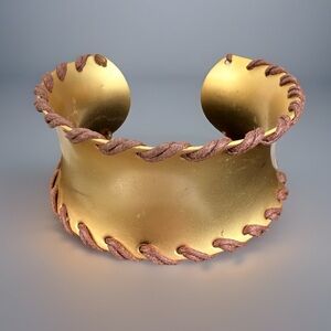 Vintage Goldtone Brown Accent Bohemian Chic Cuff Bracelet